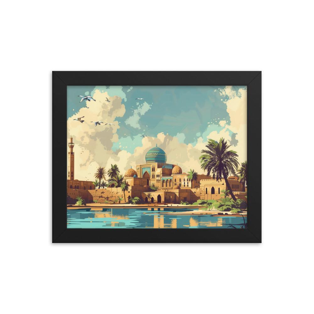 Iraq Riverside Mosque Tropical Landscape Framed Poster - Oh Posters