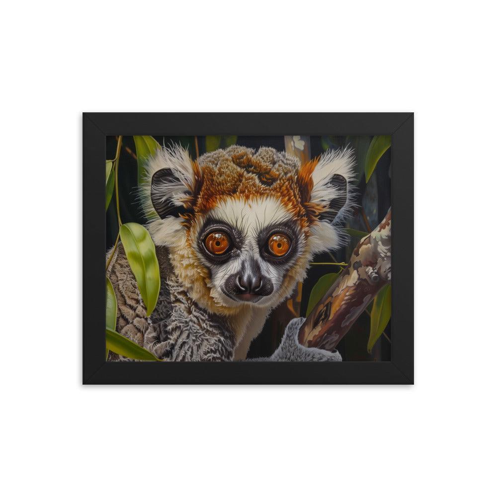 Madagascar Brown Lemur Realistic Wildlife Art Framed Poster - Oh Posters