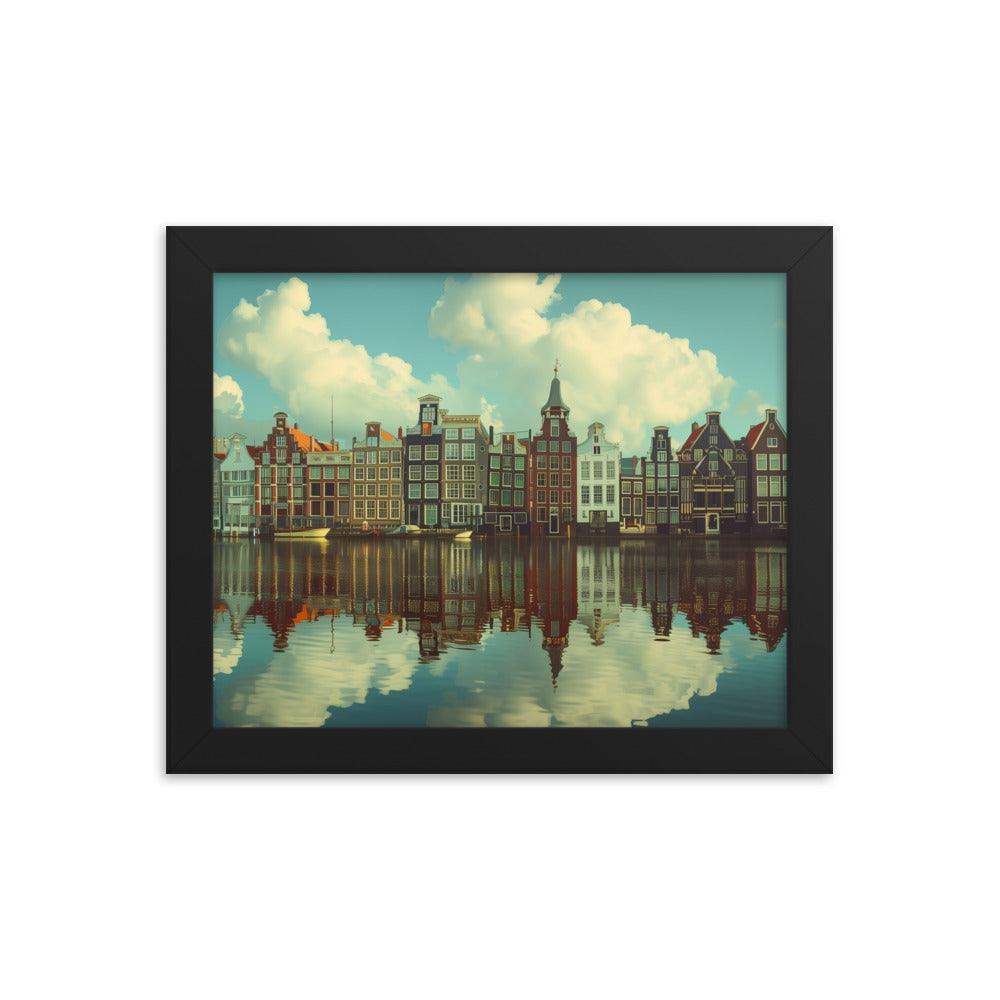 Netherlands Historic Amsterdam Canal Houses Framed Poster - Oh Posters