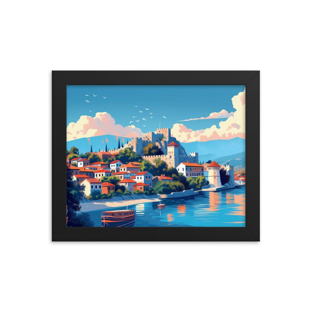 North Macedonia Historic Castle by the Lake Framed Poster - Oh Posters