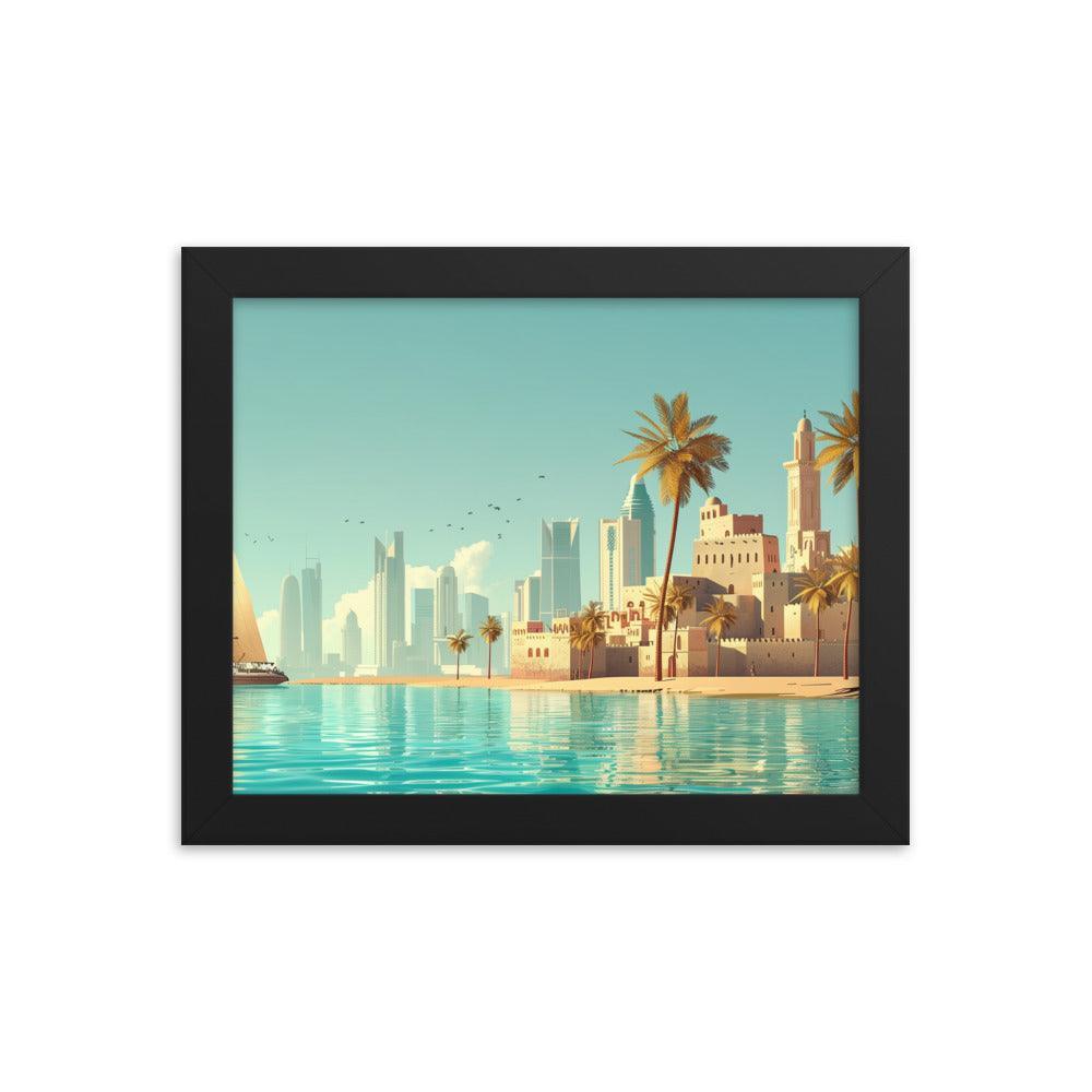 Qatar Traditional and Modern Architecture Seaside Framed Poster - Oh Posters