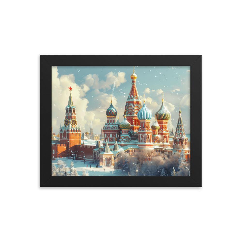 Russia Winter Moscow Kremlin Snowy Framed Poster - Oh Posters