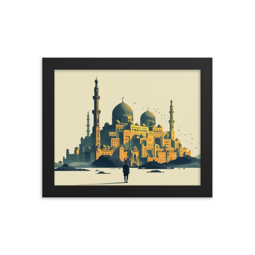 Saudi Arabia Majestic Mosque Desert Landscape Framed Poster - Oh Posters