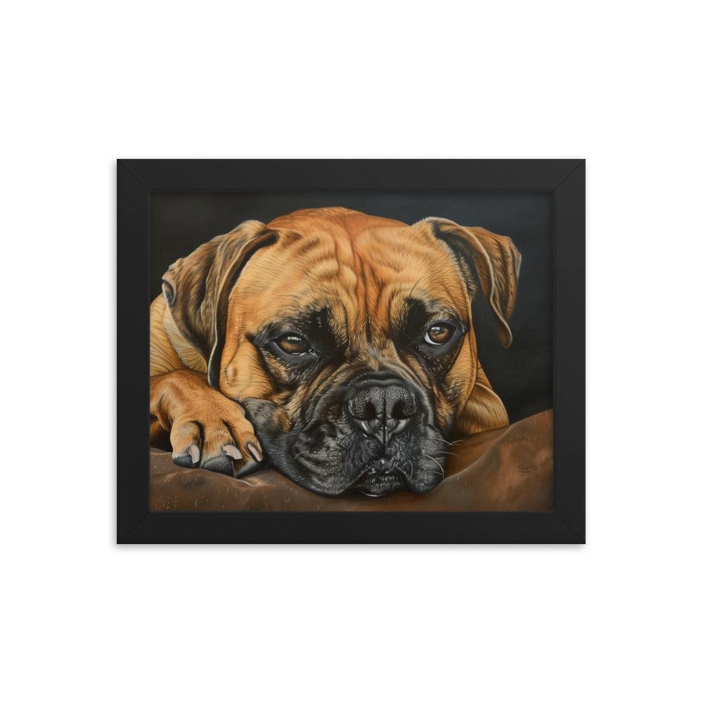 Bullmastiff Resting Portrait Painting Framed Poster - Oh Posters