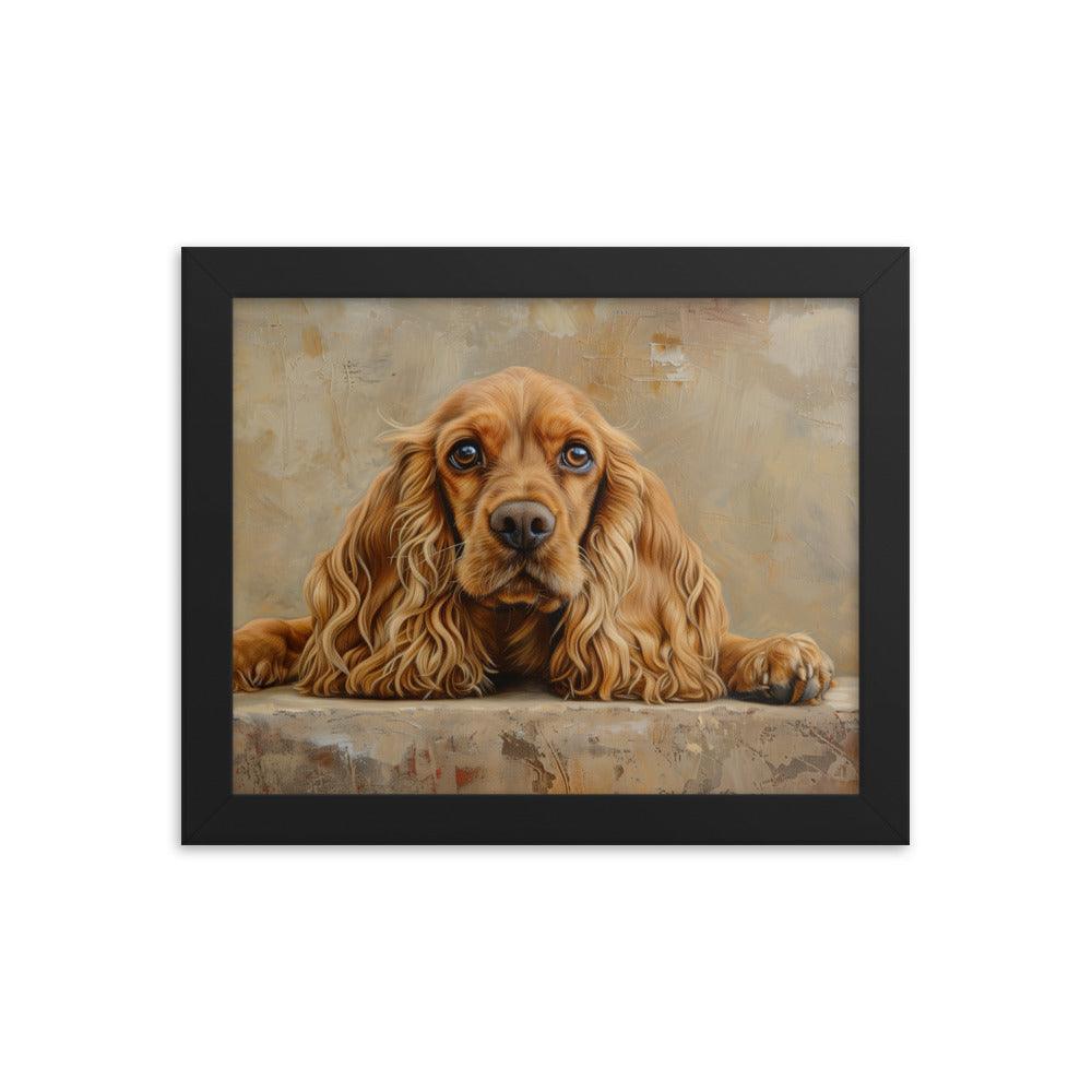 English Cocker Spaniel Resting on Textured Background Painting Framed Poster - Oh Posters