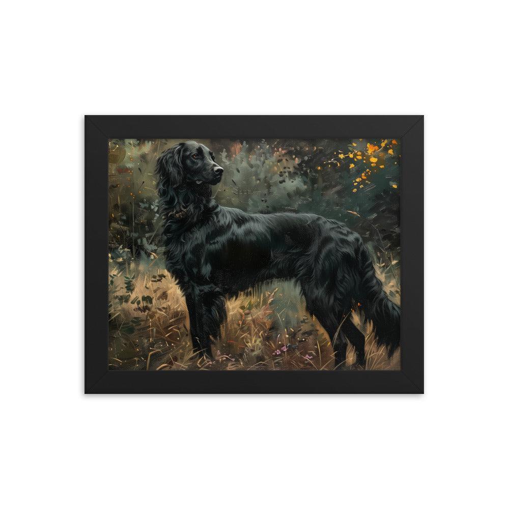 Flat-Coated Retriever in Forest Painting Framed Poster - Oh Posters