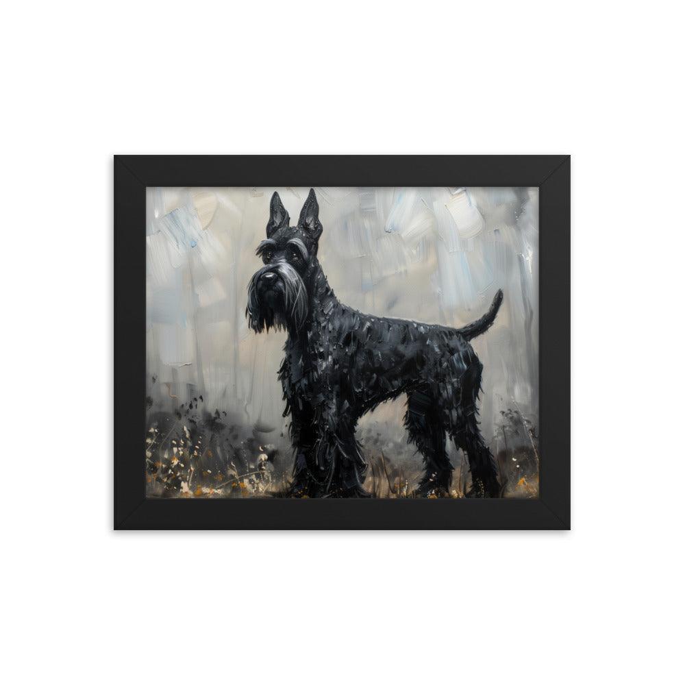 Giant Schnauzer Abstract Black and Gray Portrait Framed Poster - Oh Posters