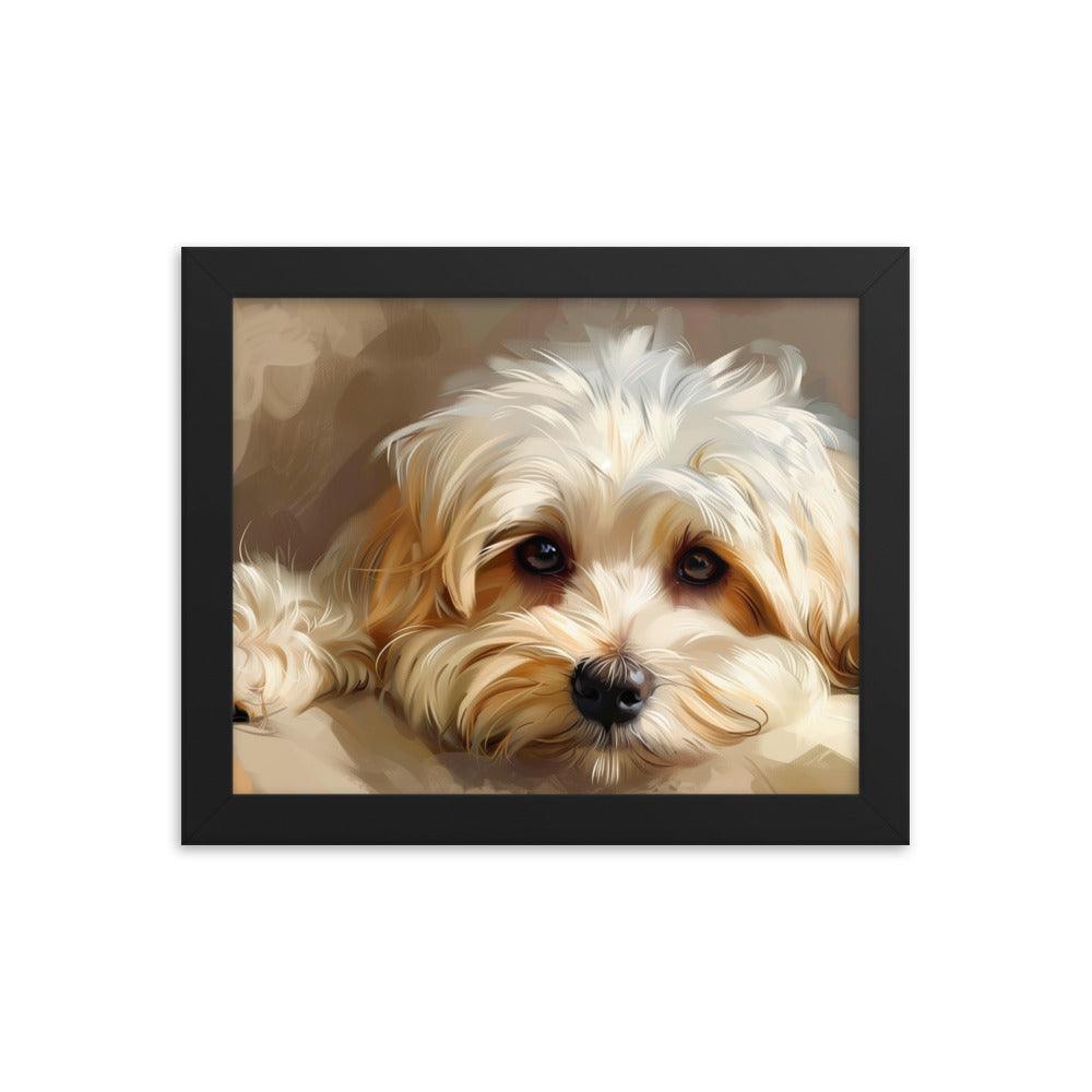 Havanese Puppy Resting Digital Painting Framed Poster - Oh Posters