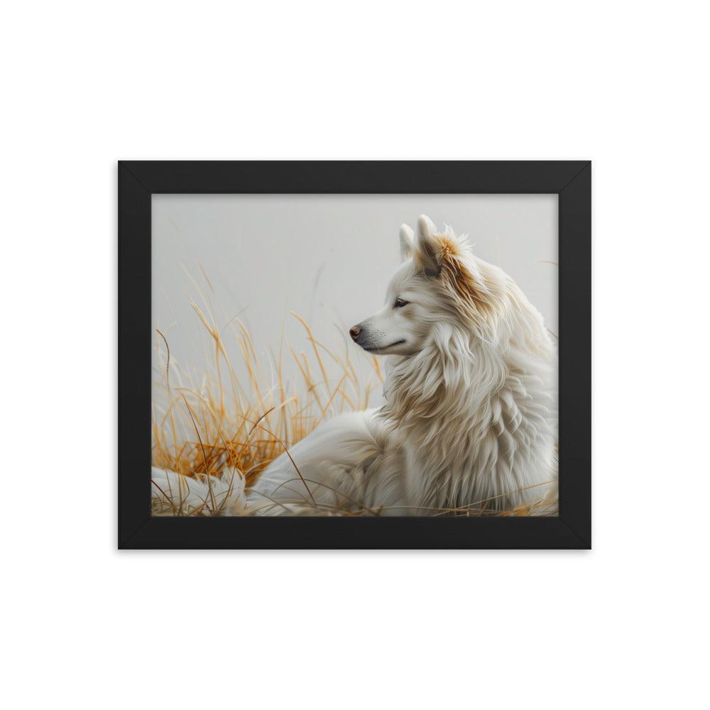 Icelandic Sheepdog in Golden Field Art Framed Poster - Oh Posters