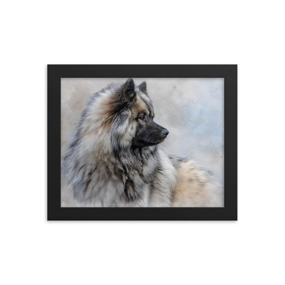 Keeshond Side Profile Winter Painting Framed Poster - Oh Posters