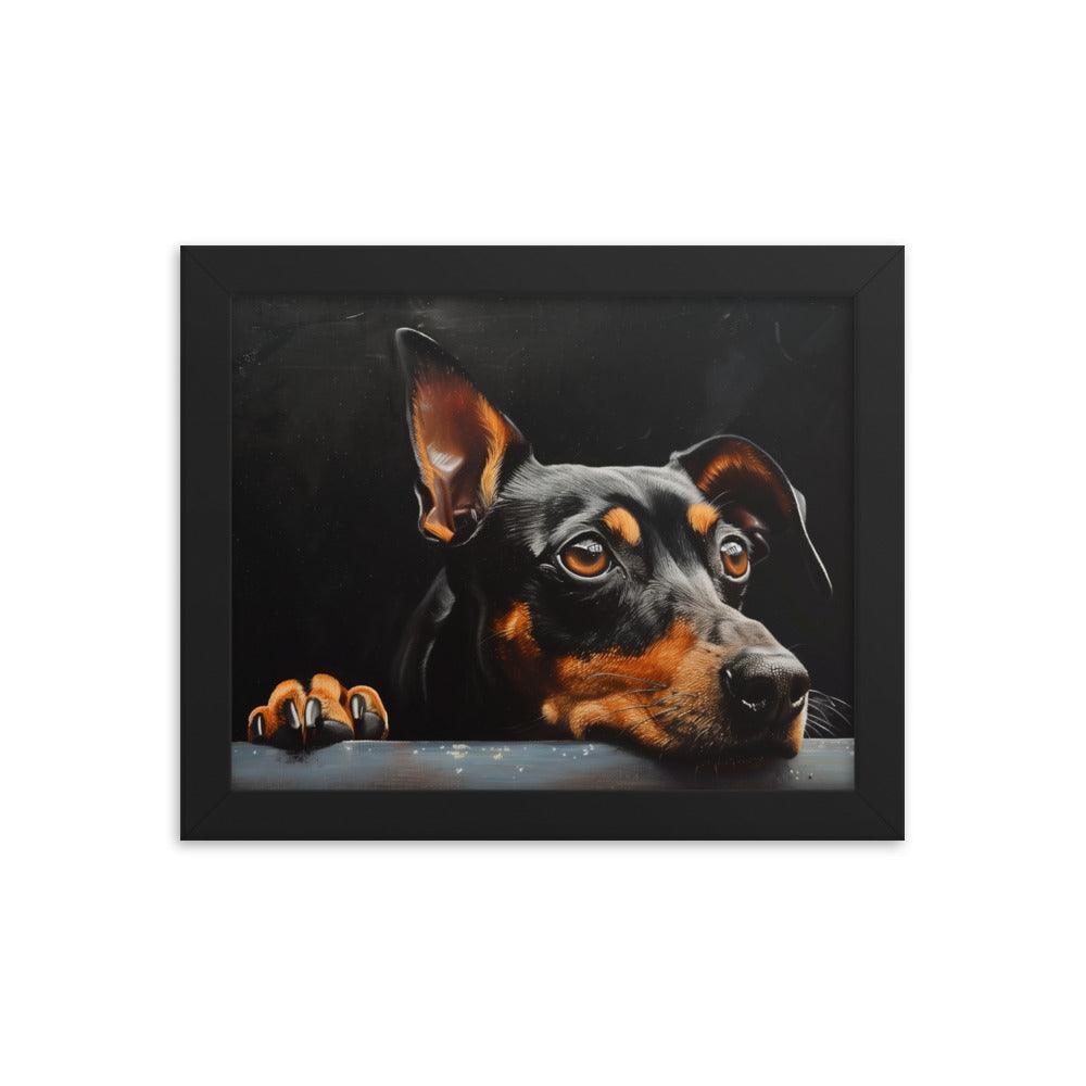 Manchester Terrier Painting with Dark Background Framed Poster - Oh Posters