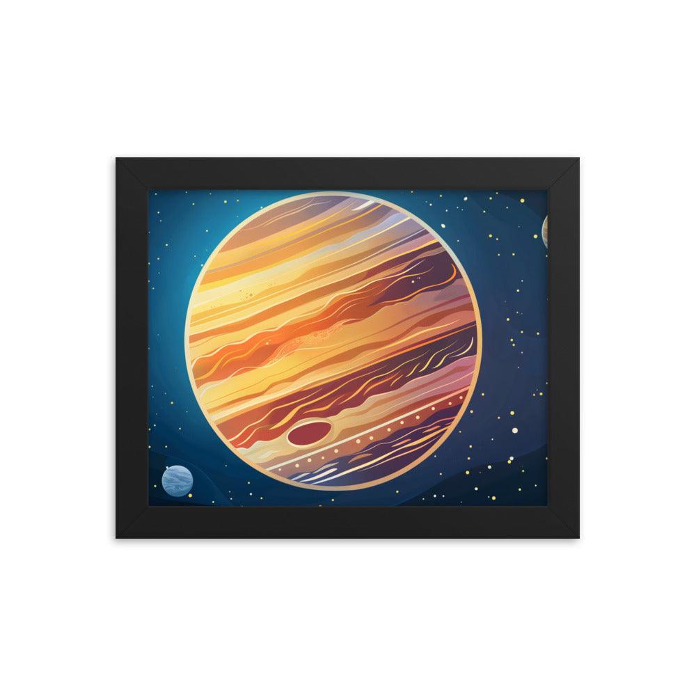 Jupiter Colorful Space Illustration Astronomy Art Framed Poster - Oh Posters