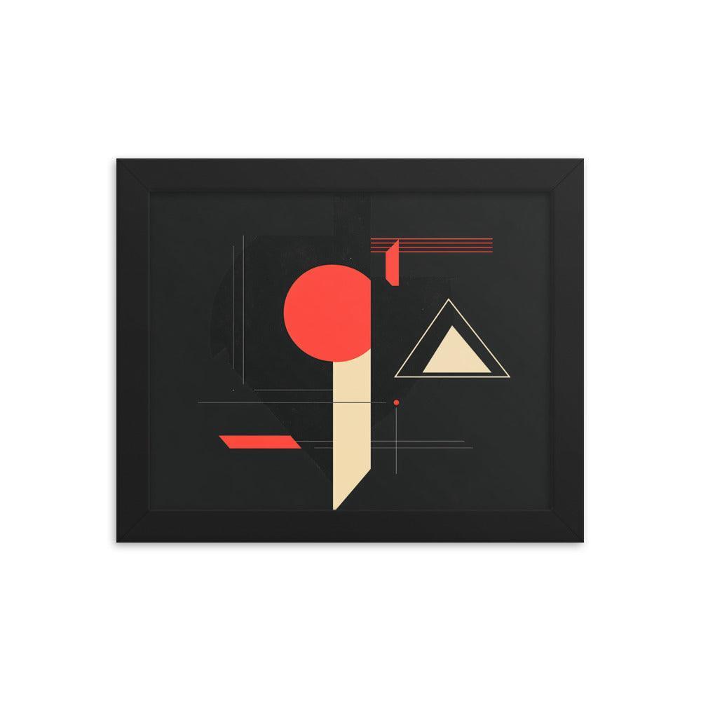 Bold Geometric Art Shapes Red Circle Black Framed Poster - Oh Posters
