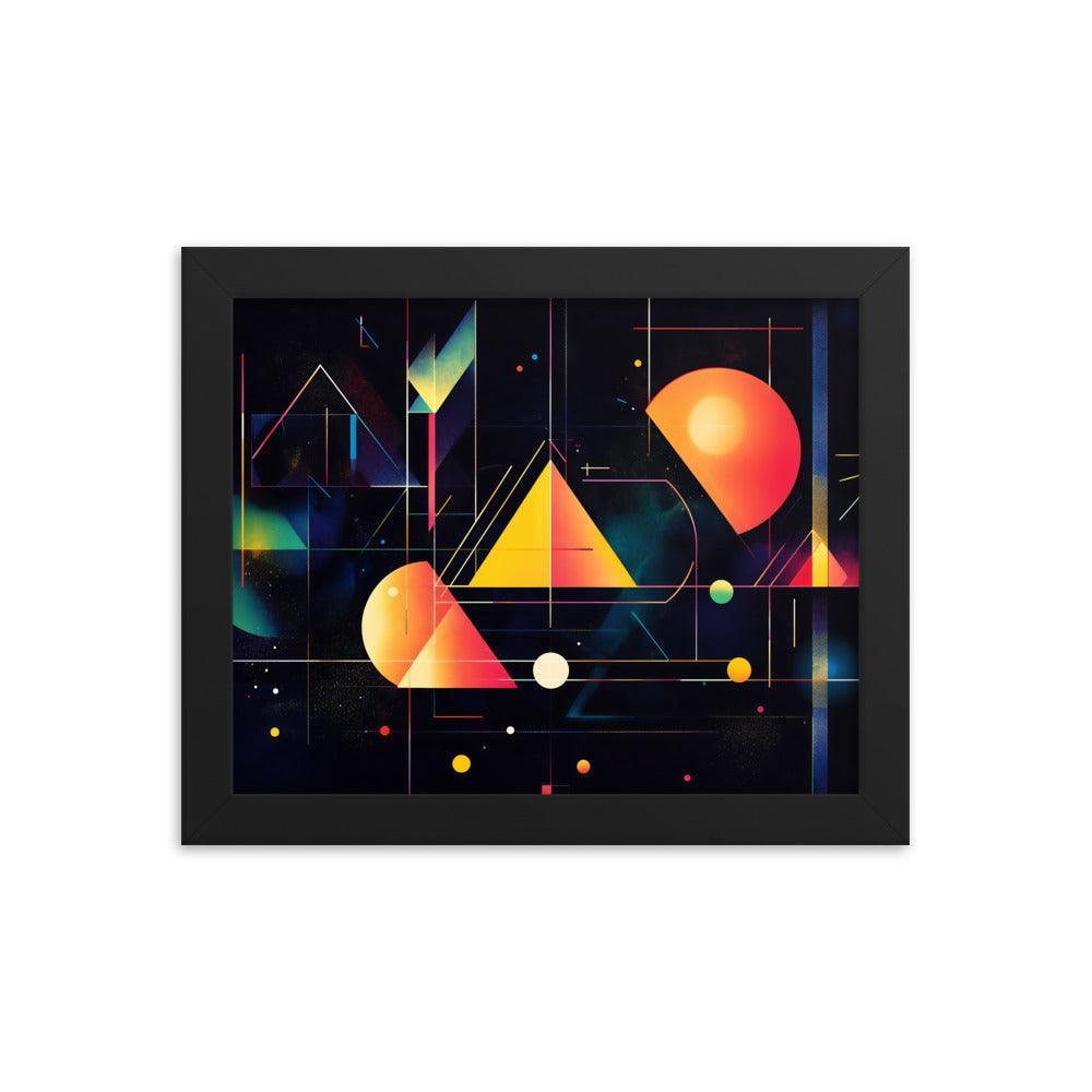 Cosmic Geometric Art with Abstract Shapes and Colorful Patterns for Modern Aesthetics Framed Poster - Oh Posters