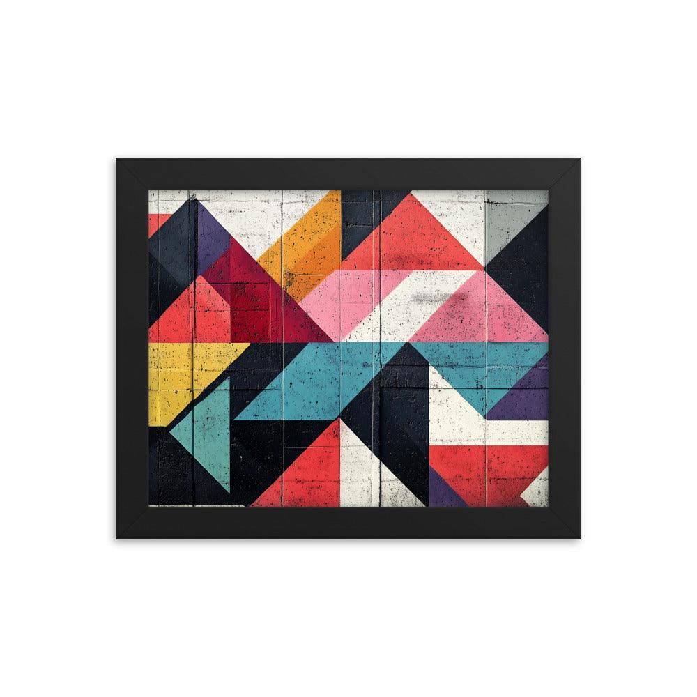 Vibrant Geometric Art Pattern With Bold Colors and Abstract Shapes Framed Poster - Oh Posters