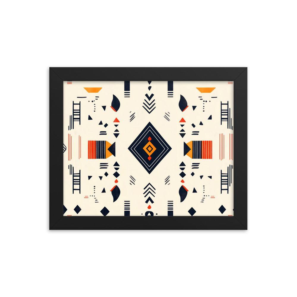 Boho Geometric Pattern with Tribal Vibes Framed Poster - Oh Posters