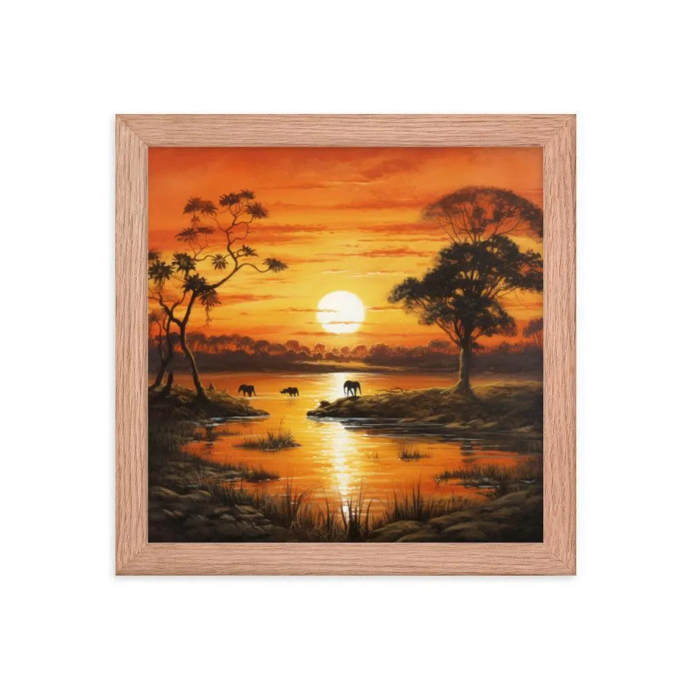 Indian Jungle Sunset Painting Framed Poster - Oh Posters