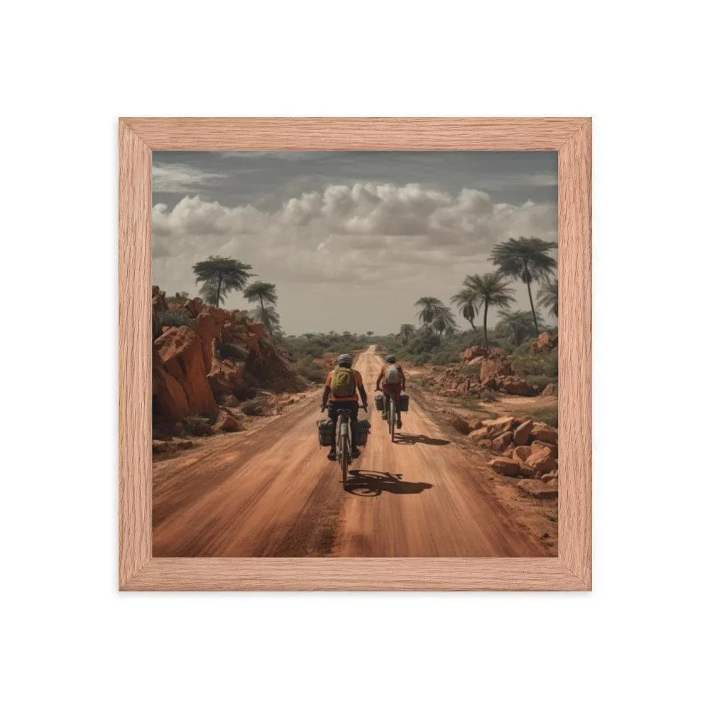 Riding Bicycle on Indian Road Painting Framed Poster - Oh Posters