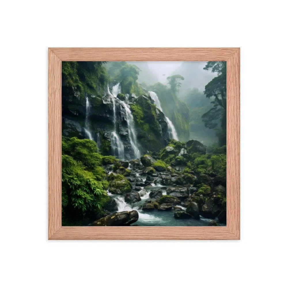 India Waterfall Forest Natural Framed Poster - Oh Posters