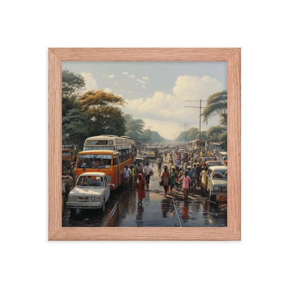 Indian Street Traffic Painting Framed Poster - Oh Posters