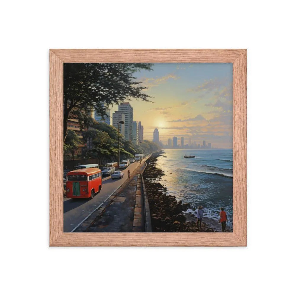 India Mumbai Marine Drive Painting Framed Poster - Oh Posters