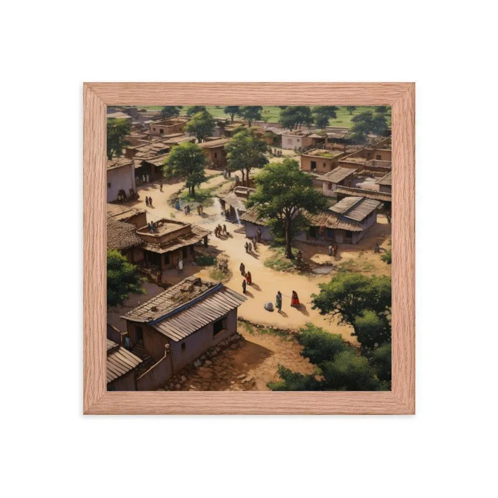 Indian Rural Village BirdsEye-View Framed Poster - Oh Posters