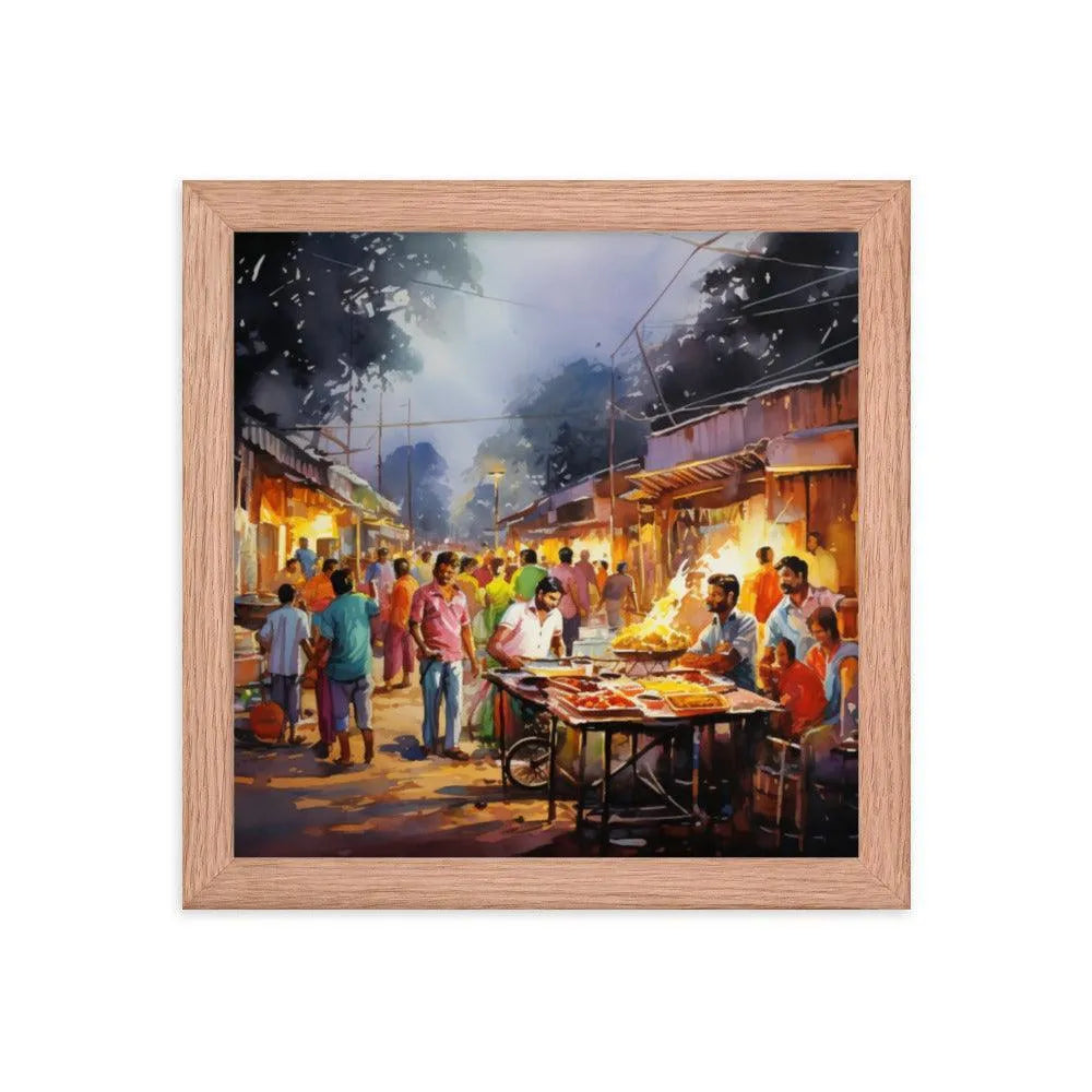 Indian Street Food Street Stalls Painting Framed Poster - Oh Posters