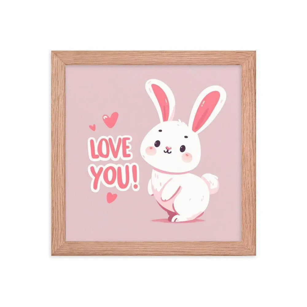 Bunny Rabbit Saying 'Love You' Framed Poster - Oh Posters