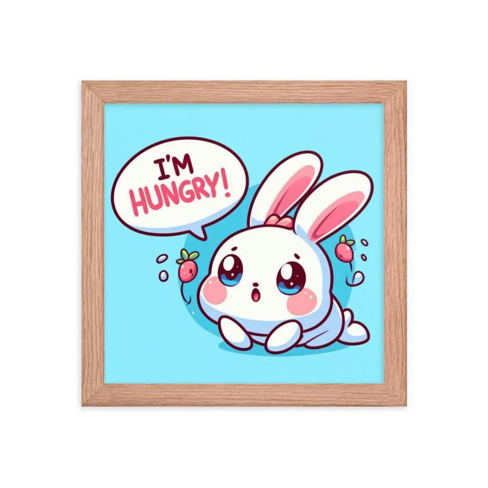 Bunny Rabbit Saying 'I'm Hungry' Framed Poster - Oh Posters