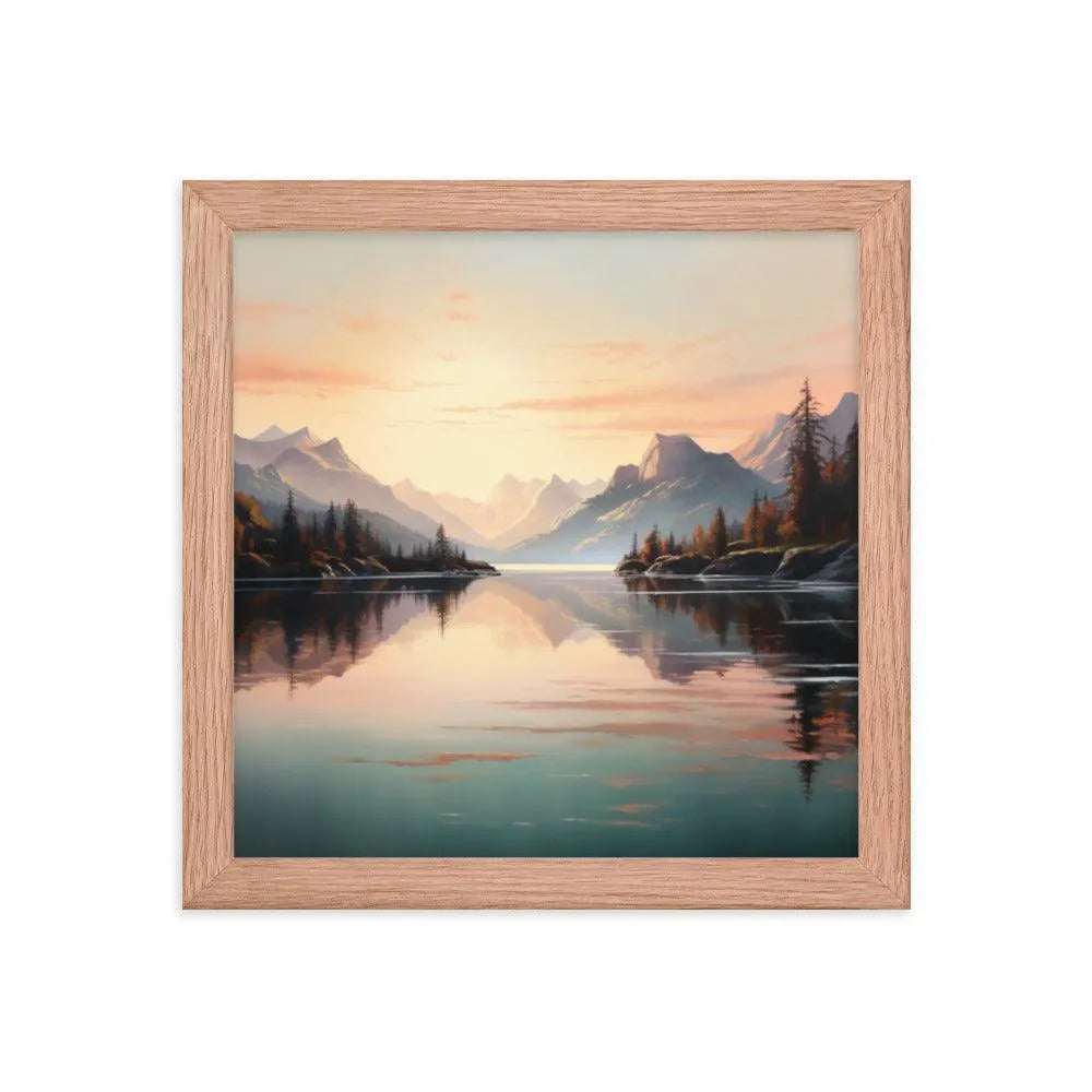 Lake Mountain Sunrise Nature Framed Poster - Oh Posters