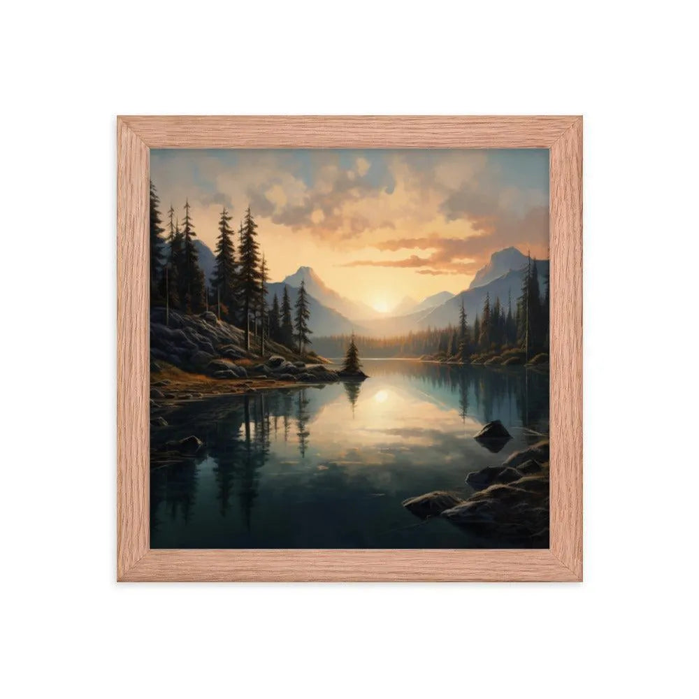 Lake Mountain Sunrise Nature Framed Poster - Oh Posters