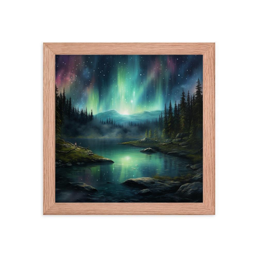 Celestial Night Spectacle Over The Lake Framed Poster - Oh Posters