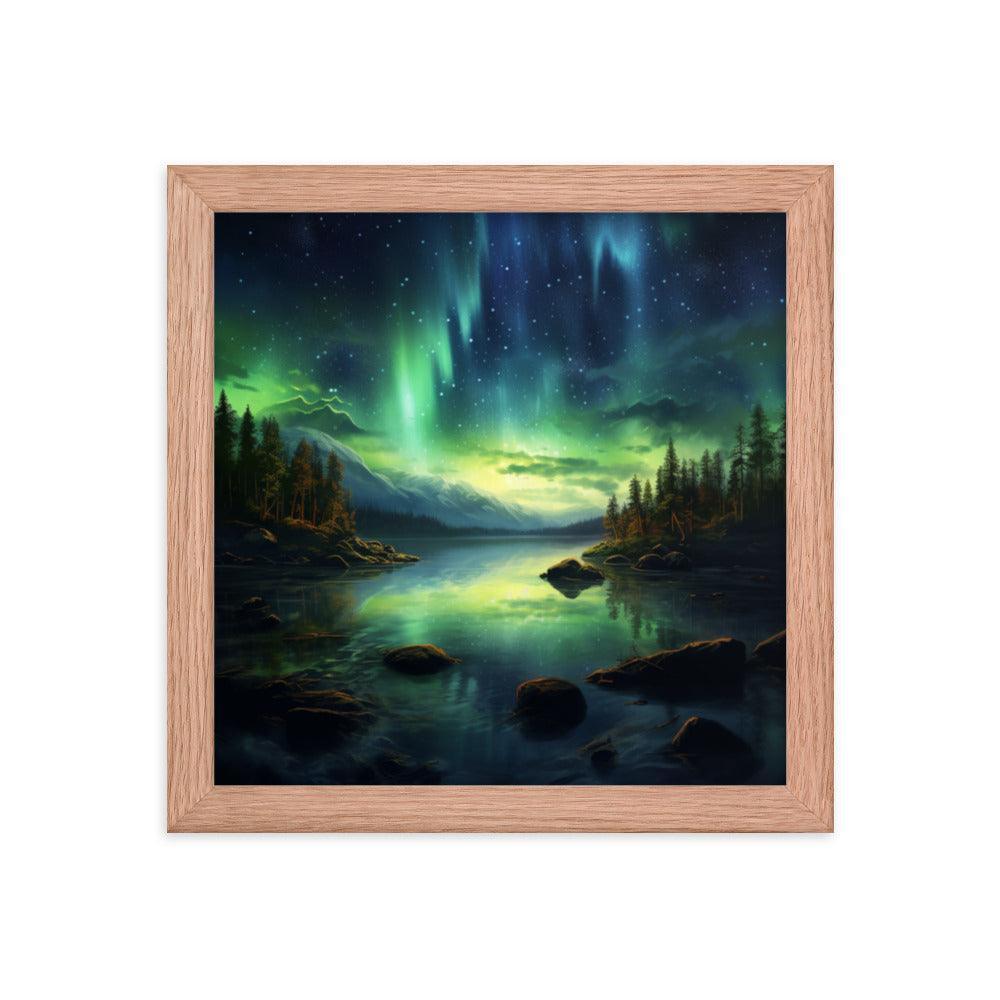 Celestial Night Spectacle Over The Lake Framed Poster - Oh Posters