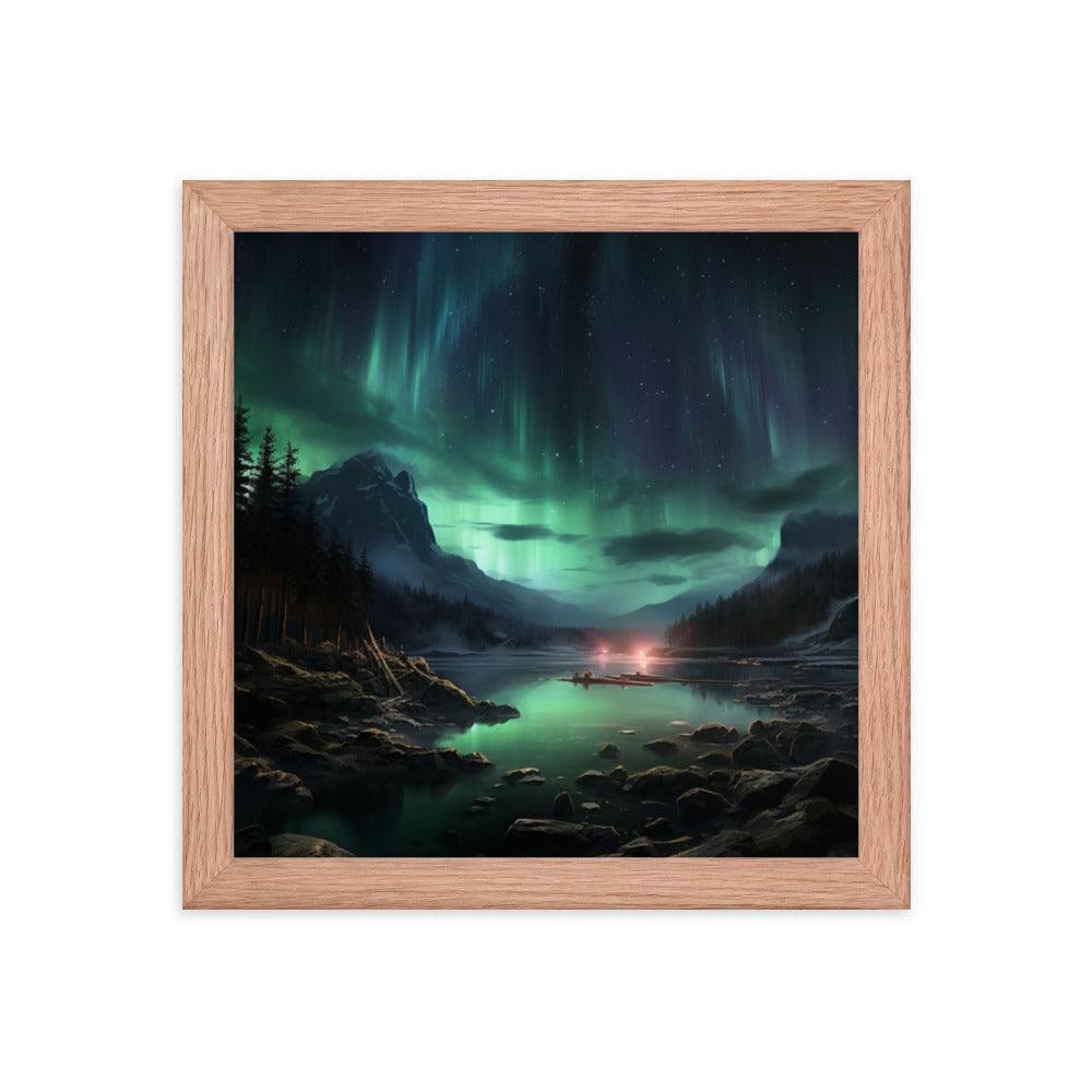 Celestial Night Spectacle Over The Lake Framed Poster - Oh Posters