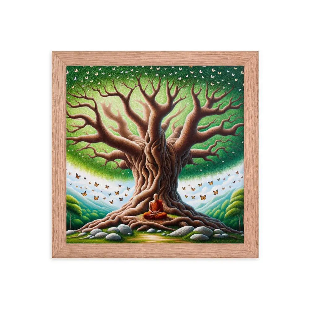 Meditation Serenity Tree Life Butterflies Art Framed Poster - Oh Posters