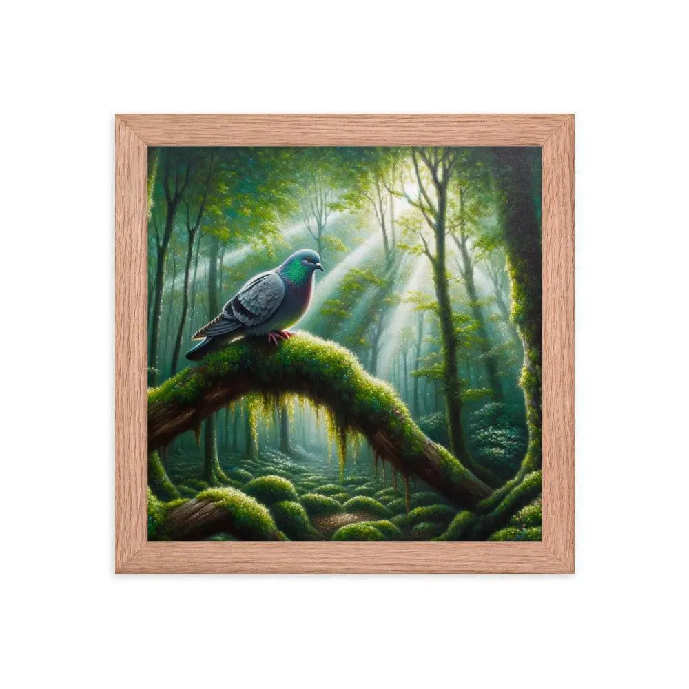 Enchanted Forest Pigeon Mystical Morning Light Framed Poster - Oh Posters