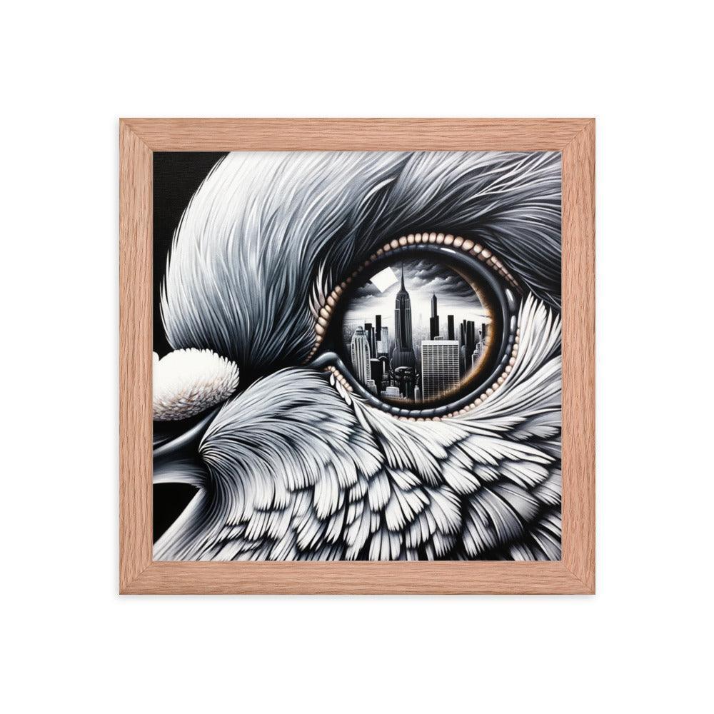 Pigeon Eye City Reflection Surreal Art Framed Poster - Oh Posters