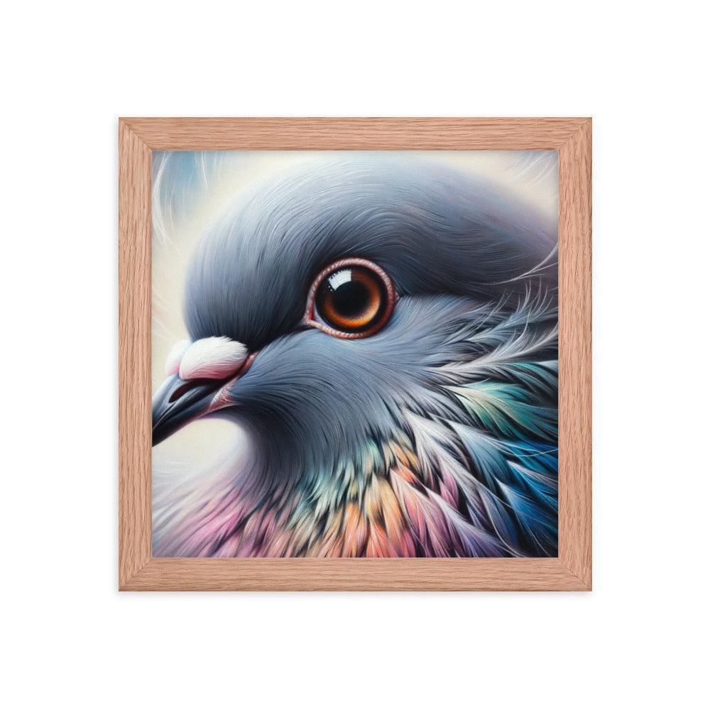 Colorful Pigeon Close-Up Portrait Framed Poster - Oh Posters