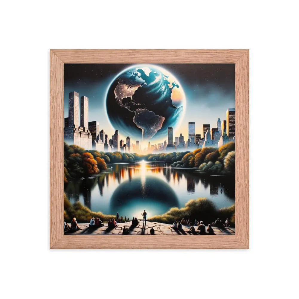 New York Central Park Earthrise Fantasy Framed Poster - Oh Posters