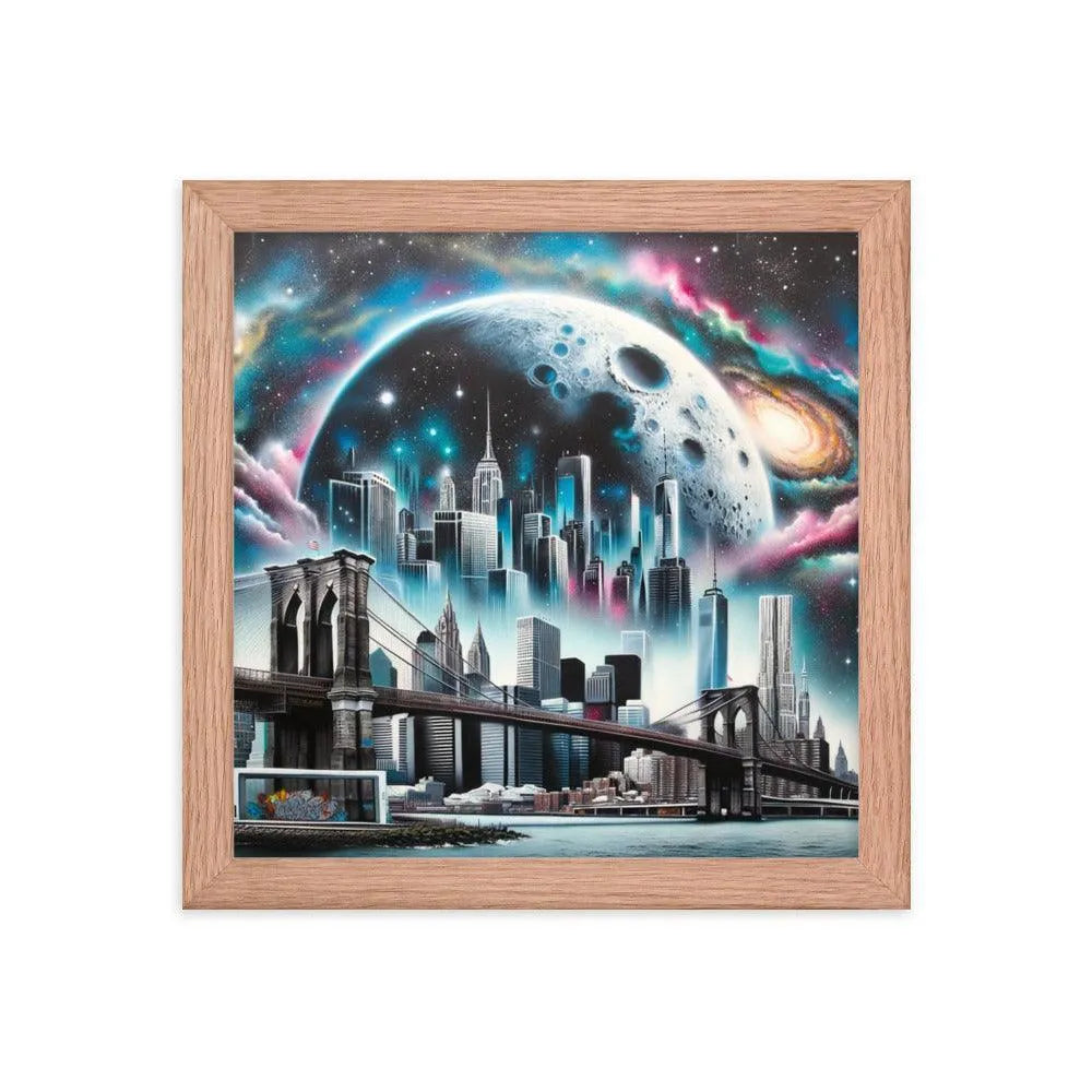 New York City Skyline Cosmic Dreams Spray Paint Art Framed Poster - Oh Posters