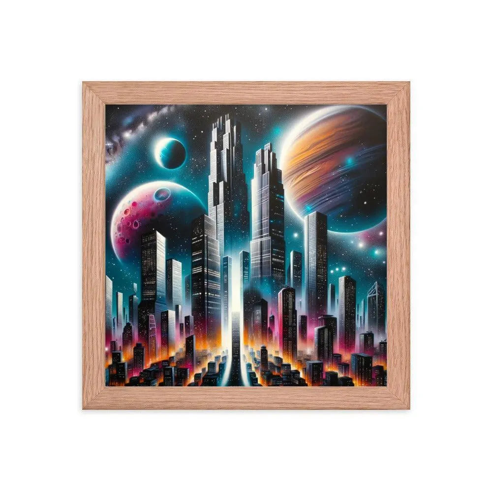 Galactic Metropolis Spray Paint Fantasy Framed Poster - Oh Posters