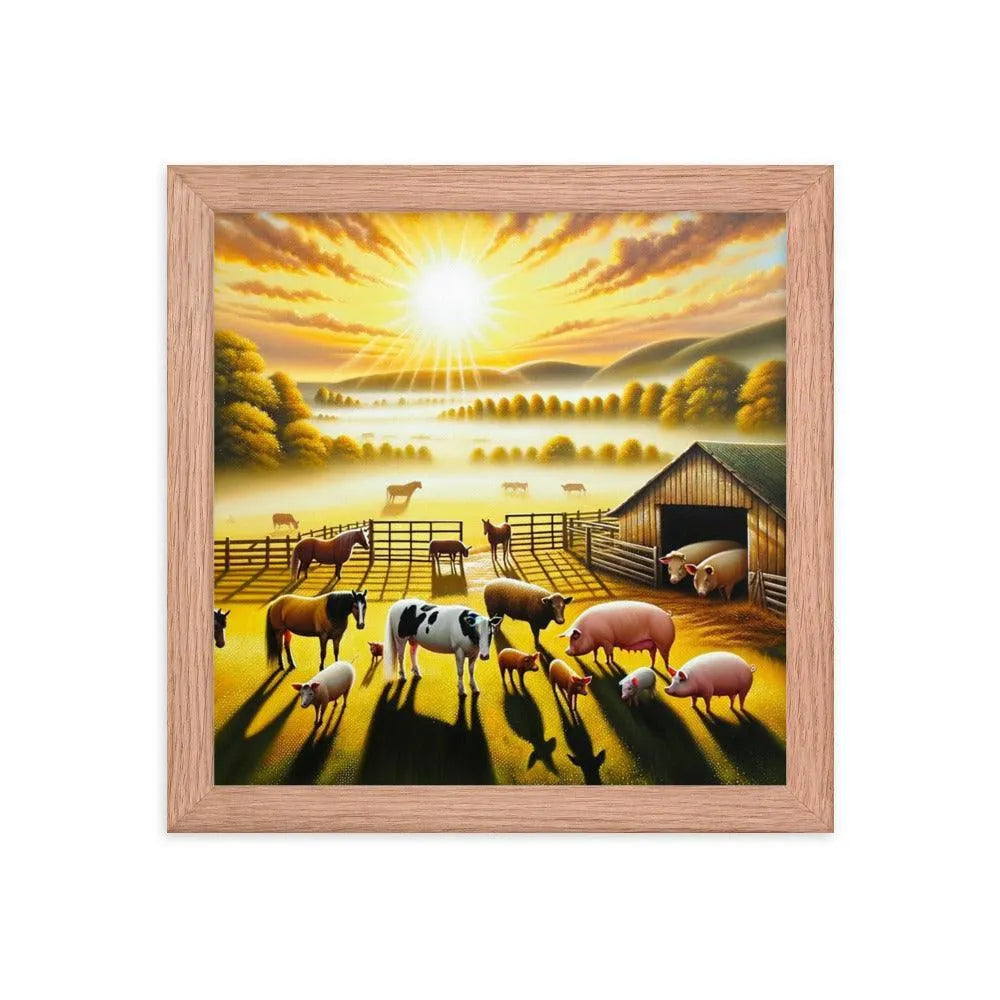 Serene Morning on the Farm Acrylic Painting Framed Poster - Oh Posters