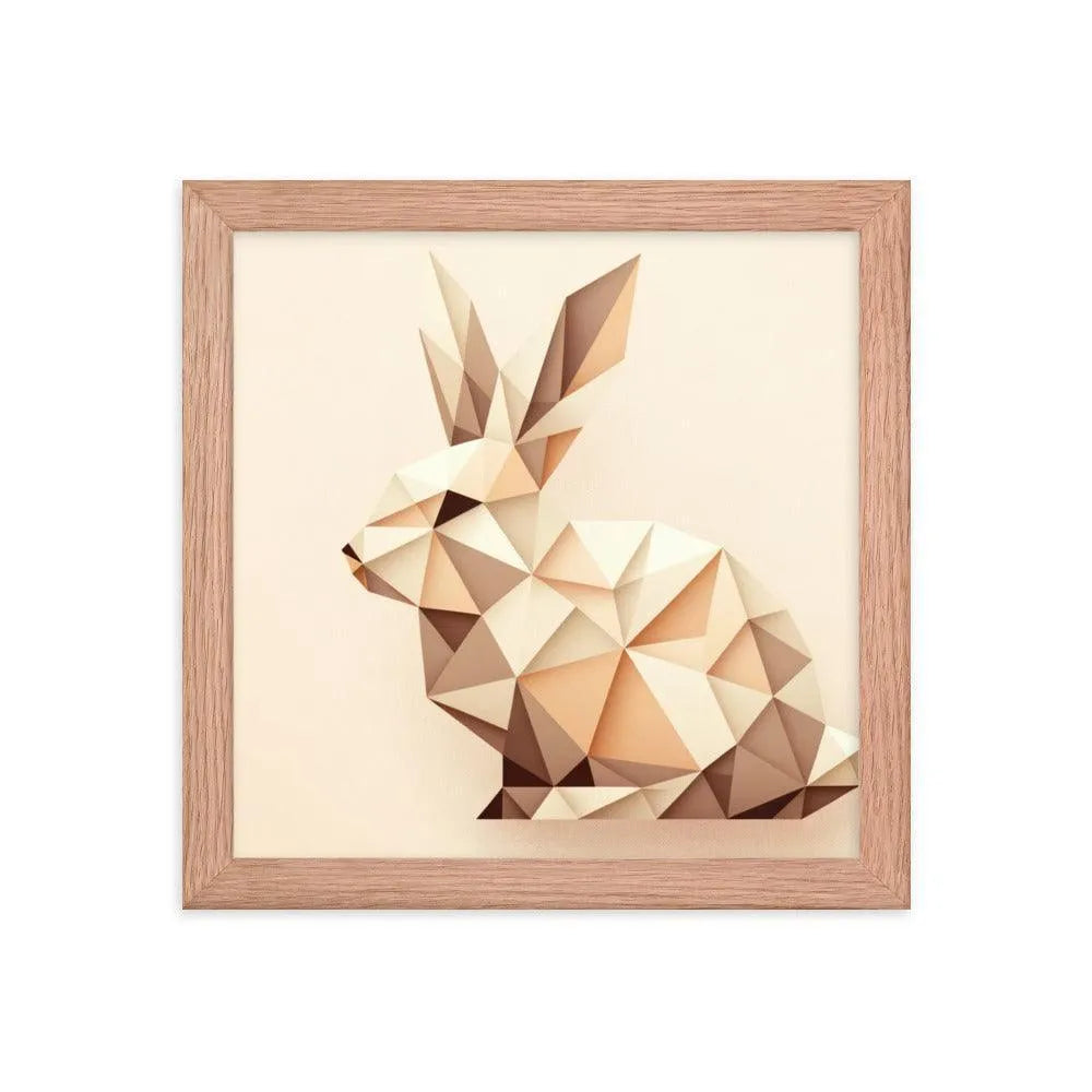 Geometric Beige Rabbit Minimalist Art Framed Poster - Oh Posters