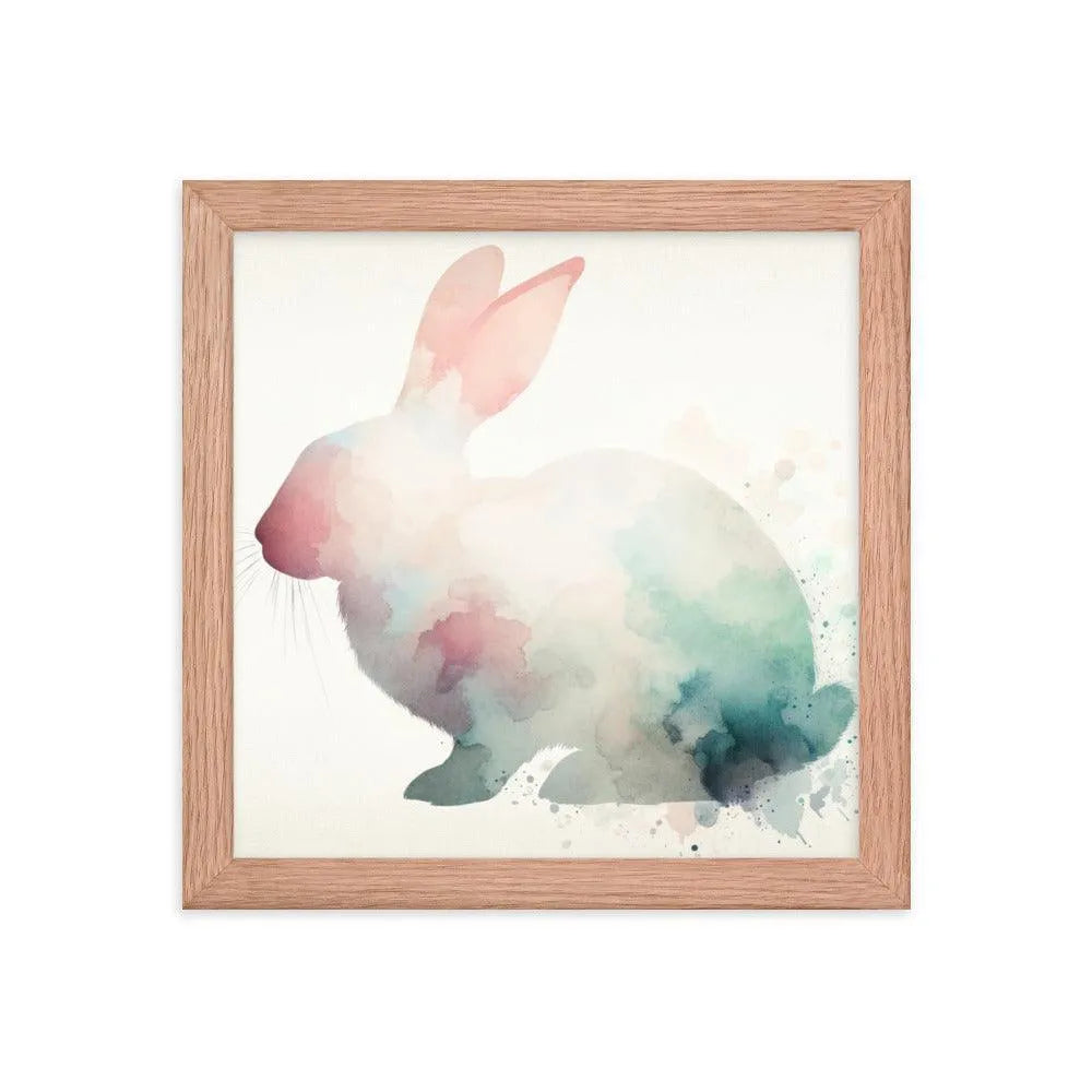 Pastel Watercolor Rabbit Silhouette Minimalistic Art Framed Poster - Oh Posters
