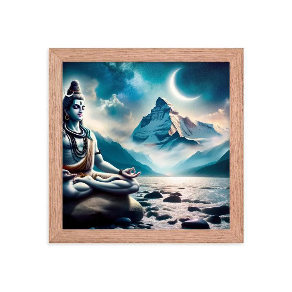 Lord Shiva Meditating by Ganges River Hindu Art Framed Poster - Oh Posters