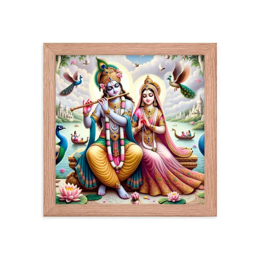 Lord Krishna and Radha Divine Love Hindu Framed Poster - Oh Posters