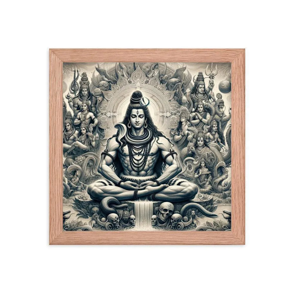 Hindu Lord Shiva Meditating Himalayan Serenity Divine Art Framed Poster - Oh Posters