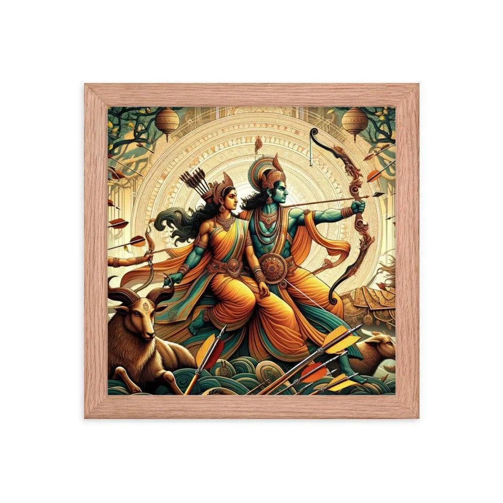 Hindu Lord Rama, Sita, and Lakshmana Ramayana Epic Art Framed Poster - Oh Posters