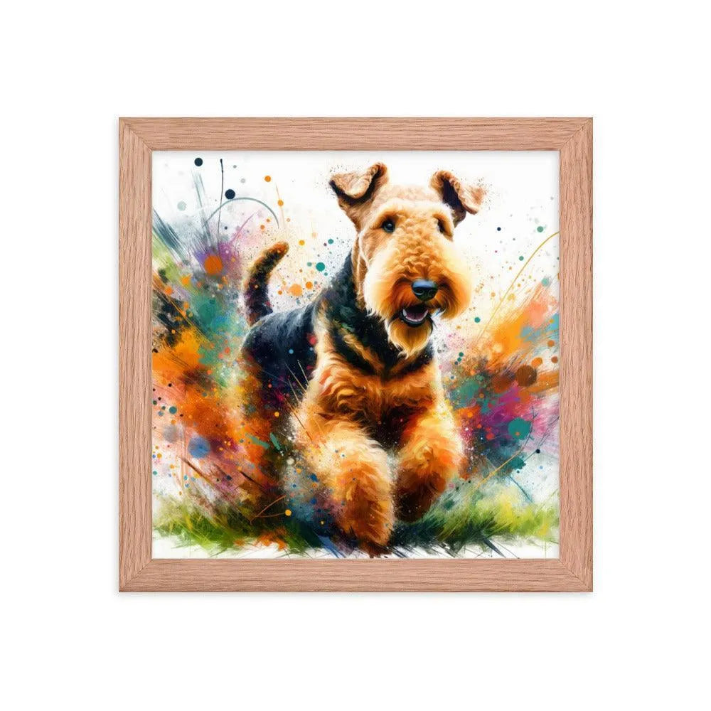 Joyful Airedale Terrier Colorful Artistic Depiction Framed Poster - Oh Posters