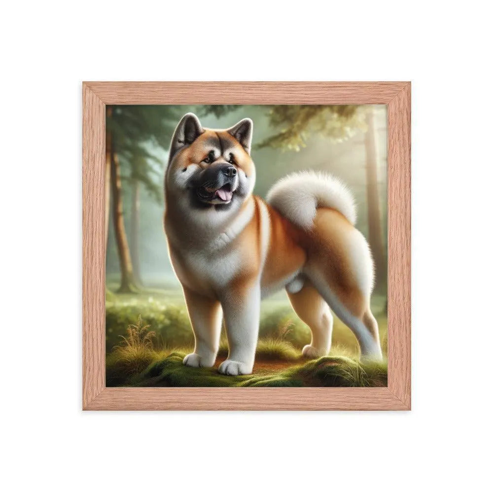 Photo-realistic Akita Standing Proudly in Natural Setting Framed Poster - Oh Posters